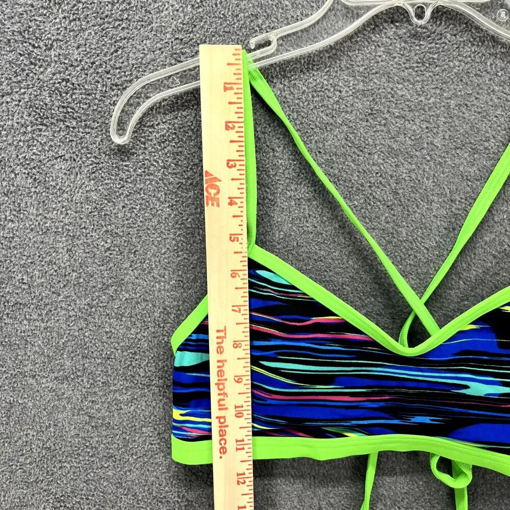 TYR Bikini Top Women XL 14 16 Blue Green Fresno Mojave Tie back‎ Swimwear